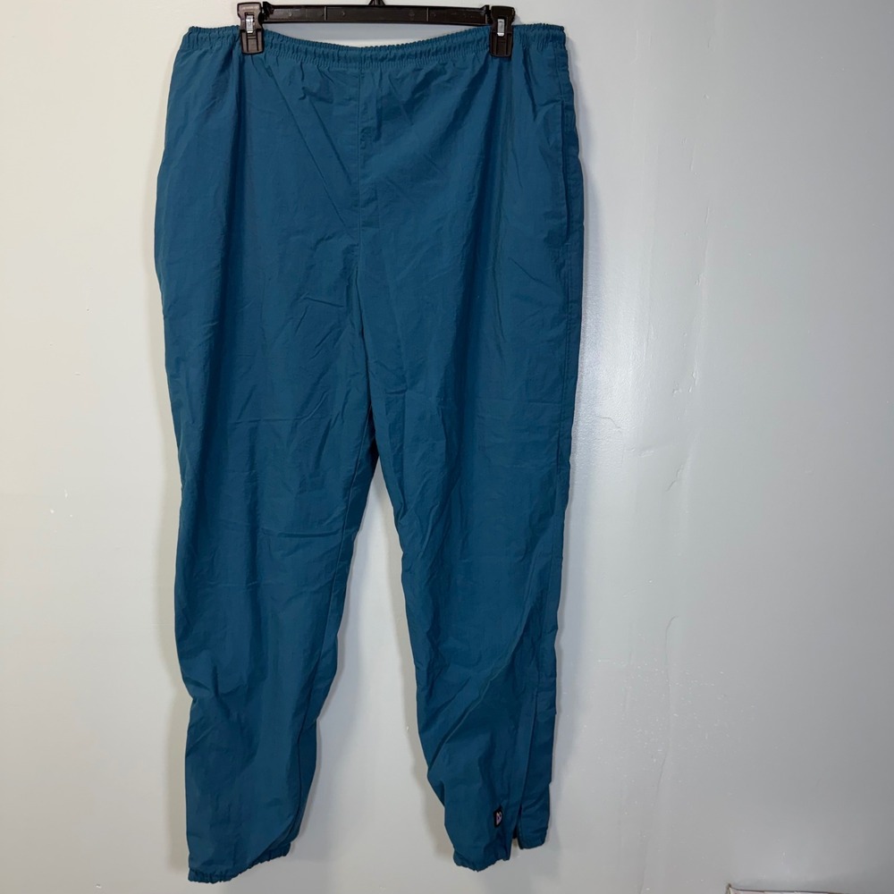 Outersport Mens Vintage Nylon Track Gorpcore Pants Teal Blue XL Windbreaker